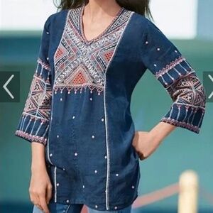 Johnny Was THORA V-NECK TOLEDO TUNIC Size Large